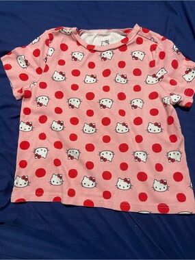Hello Kitty Pink and Red Polka Dot Short Sleeve Tee